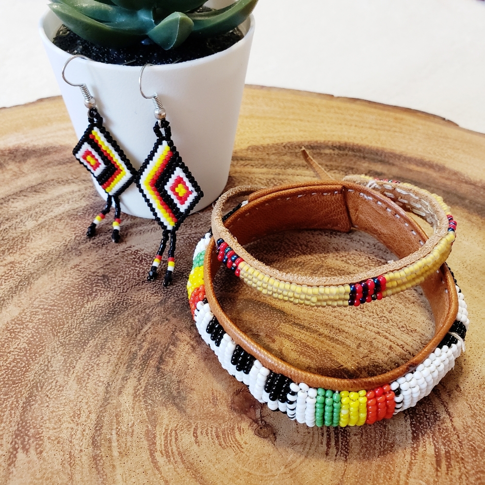 AUTHENTIC INDIGENOUS TRIBAL EARRINGS & BRACELET SET